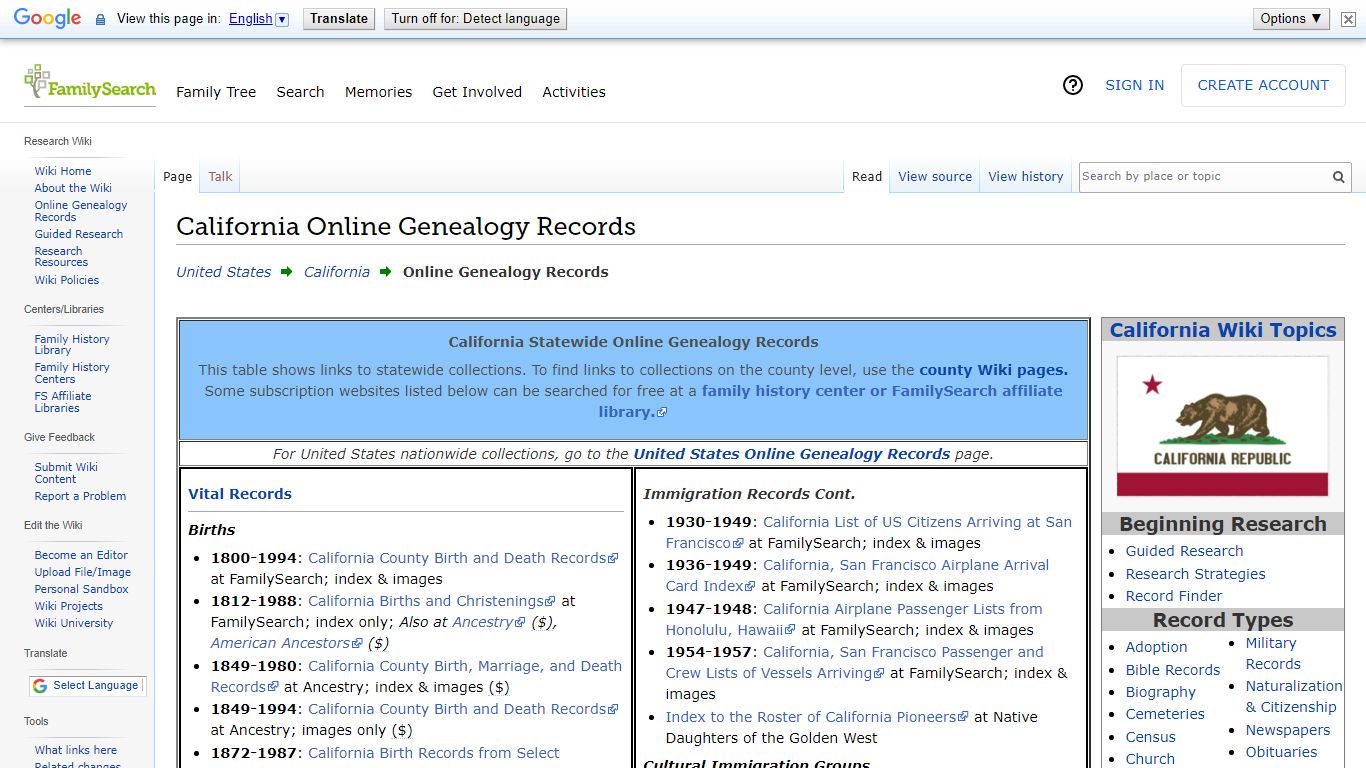 California Online Genealogy Records • FamilySearch